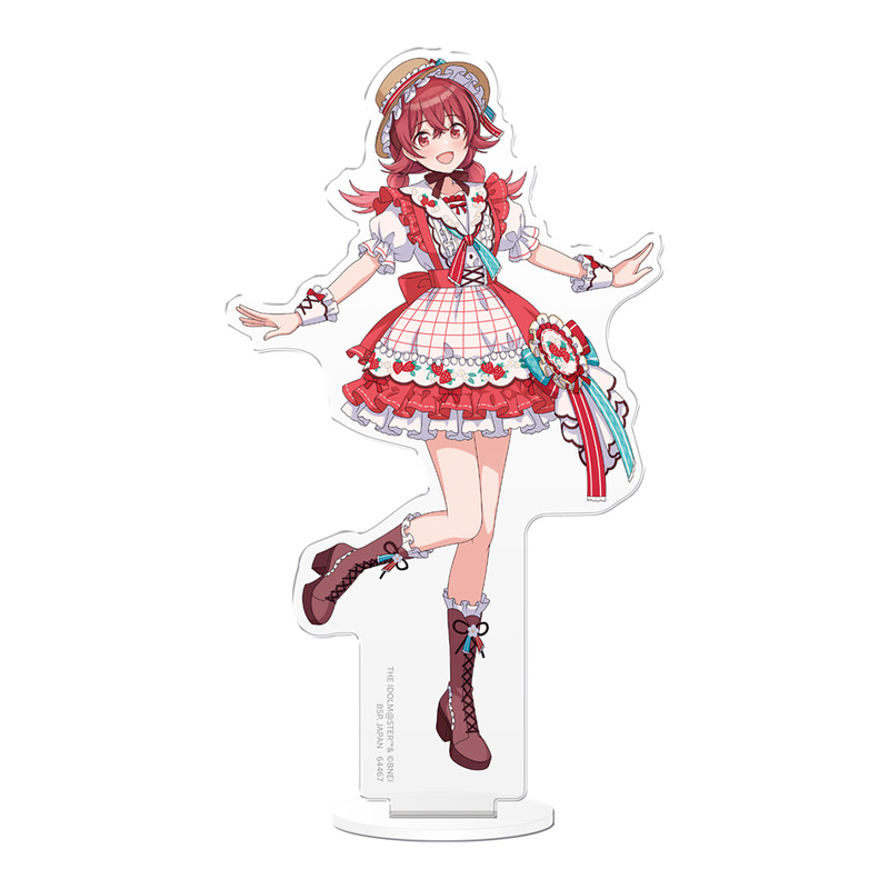 果物をモチーフにした「フルーティロリータファッション」を身に着けた小宮果穂の全身イラストを使用したアクリルスタンド。サイズ：約14cm