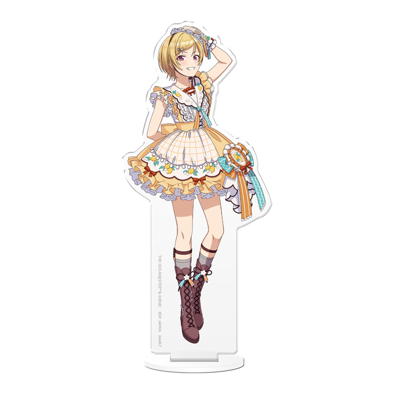 果物をモチーフにした「フルーティロリータファッション」を身に着けた西城樹里の全身イラストを使用したアクリルスタンド。サイズ：約14cm