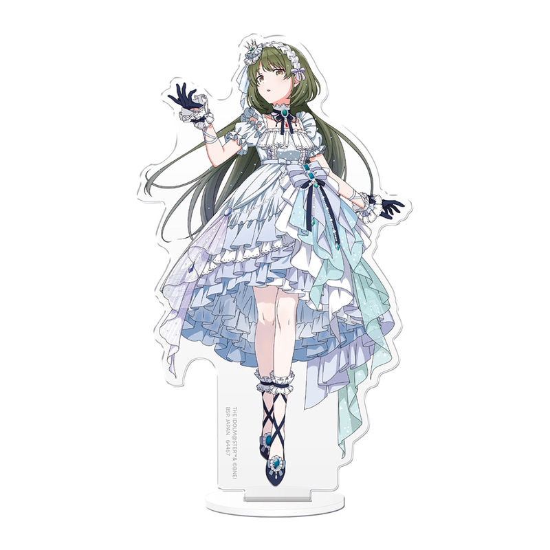 宝石をイメージした「ジュエリーロリータファッション」を身に着けた七草にちかの全身イラストを使用したアクリルスタンド。サイズ：約13cm