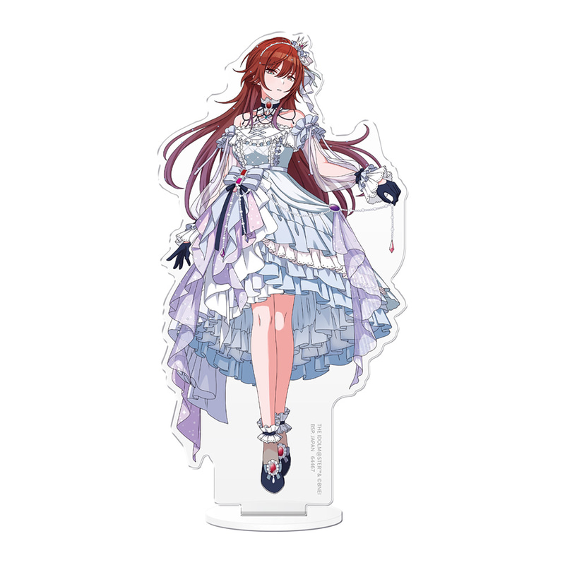 宝石をイメージした「ジュエリーロリータファッション」を身に着けた緋田美琴の全身イラストを使用したアクリルスタンド。サイズ：約14cm