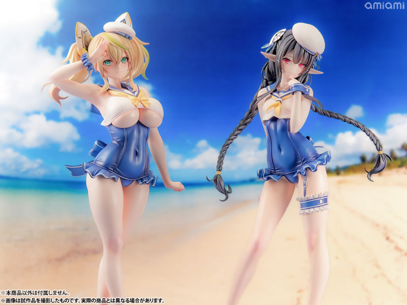 あみあみ×AMAKUNIより2025年1月発売予定「涼風のジェネ/蒼海のアネット[サマーバケーション]」。セーラーにスク水というコンセプトが素晴らしいフィギュア。※8月8日受注終了