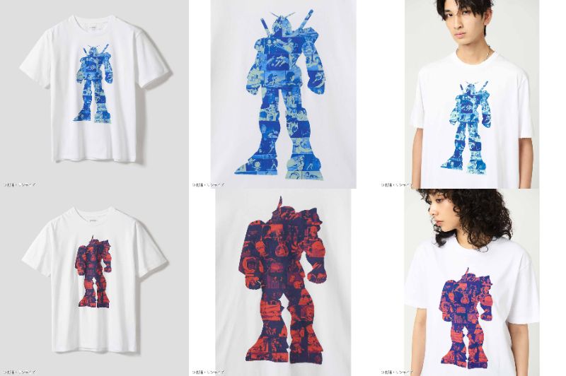 上：RX-78-2Tシャツ（ホワイト）/下：MS-06STシャツ（ホワイト）