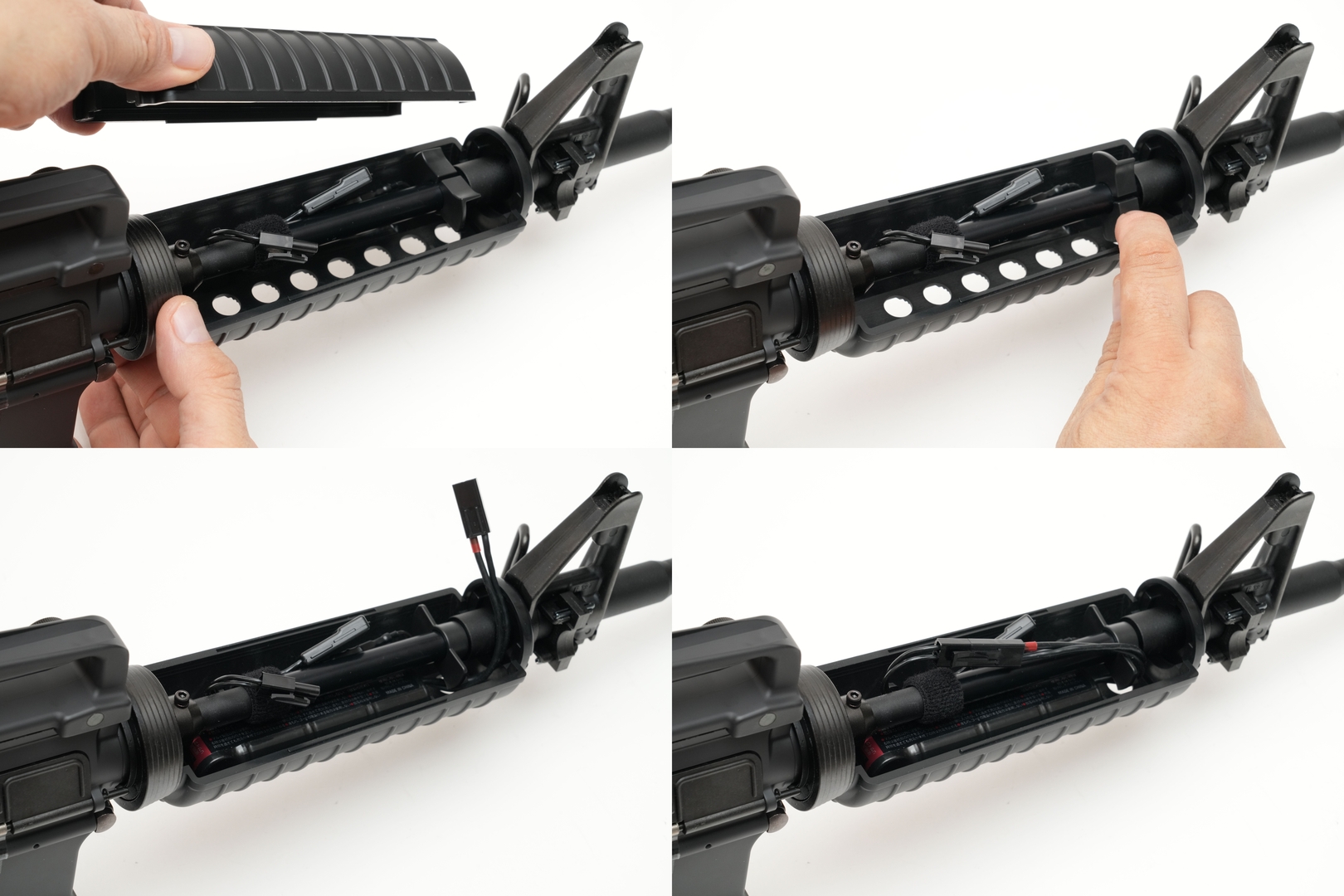 バッテリーはハンドガード内に収納する。スペースに余裕があるので出し入れは容易だ