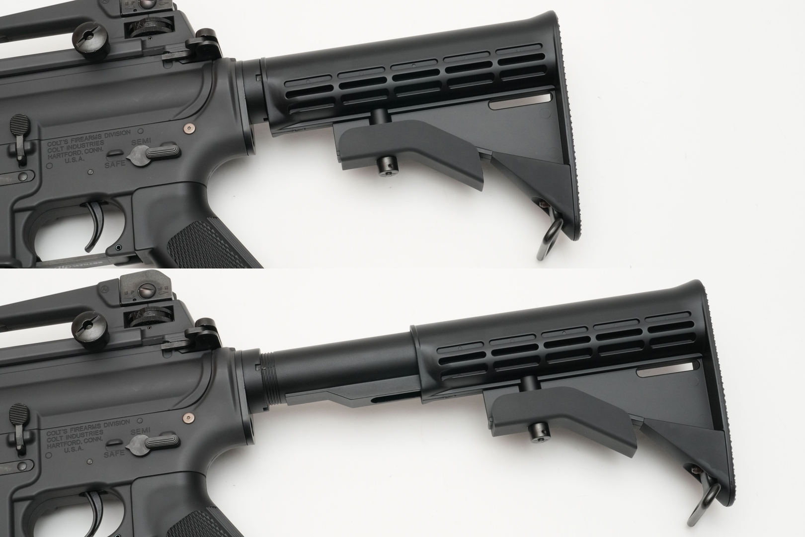 ストックは6段階で調整可能。動きもスムーズだ