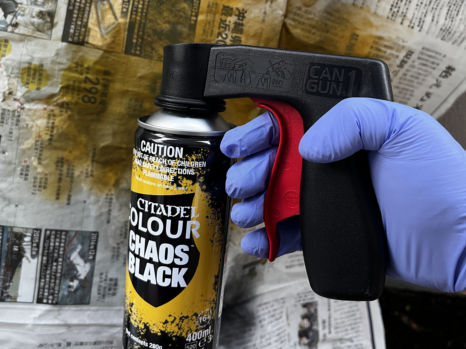 「Can-Gun1」にも問題なく取り付けられる。こちらの方が本体が軽いので、取り回しはいい