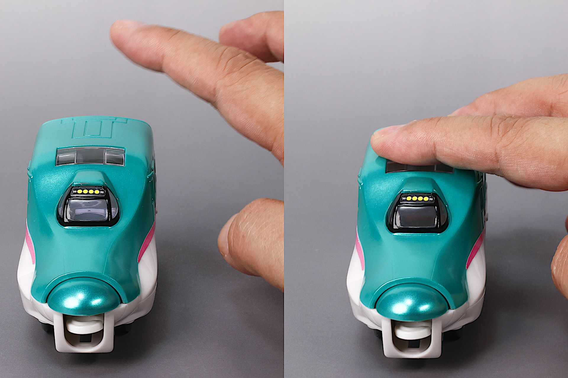 屋根を指で押さえると車内が暗くなるギミックが仕組まれている