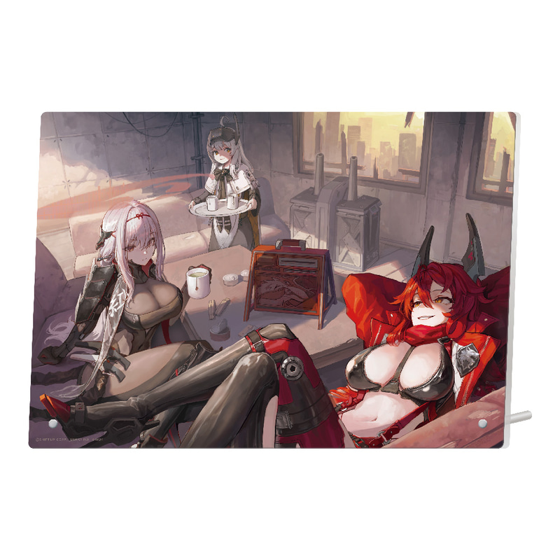 サイズ：B5/レッドフード・紅蓮・スノーホワイトの束の間の憩いの時間を切り取った描きおろしイラストをプリントしたアクリルボード