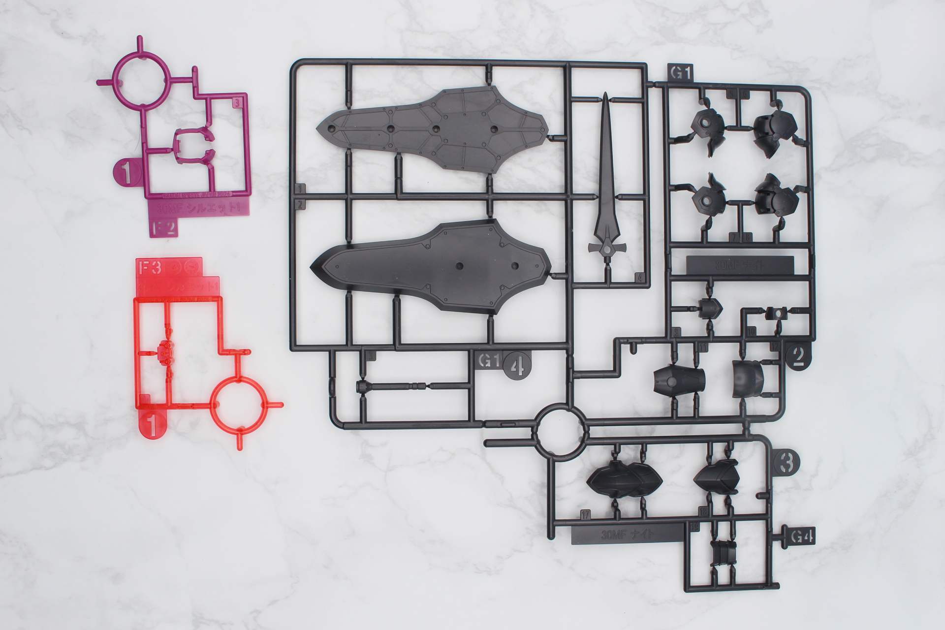 F2パーツ、F3パーツ、G1パーツ（＋G4パーツ）