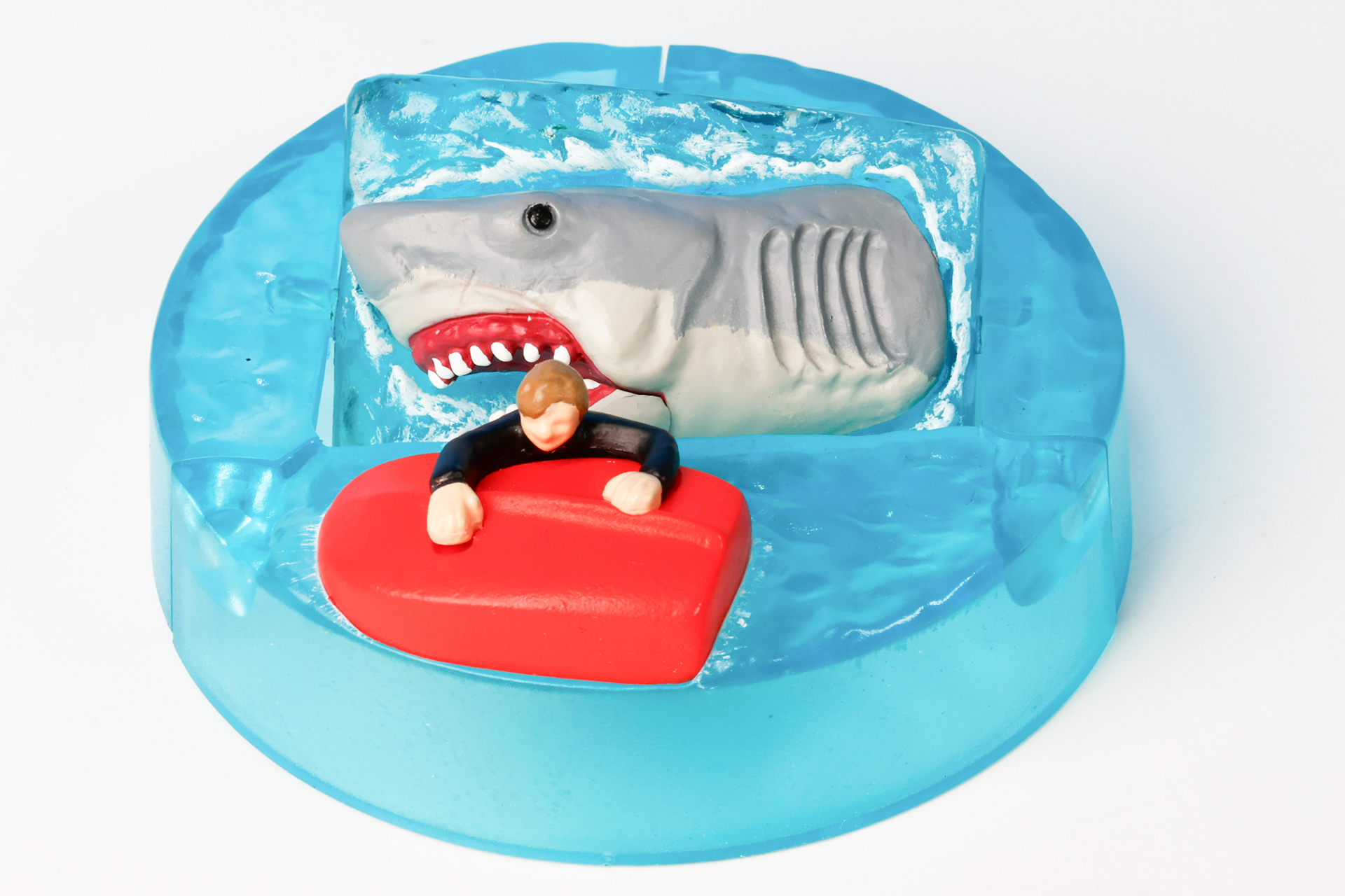 サメの顔が水面に現れる！