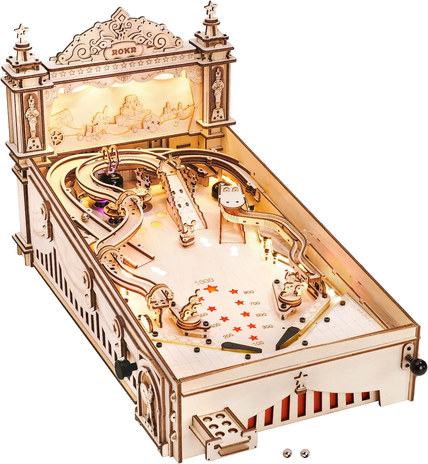 ROKR製の木製立体パズル「3Dピンボールマシン」