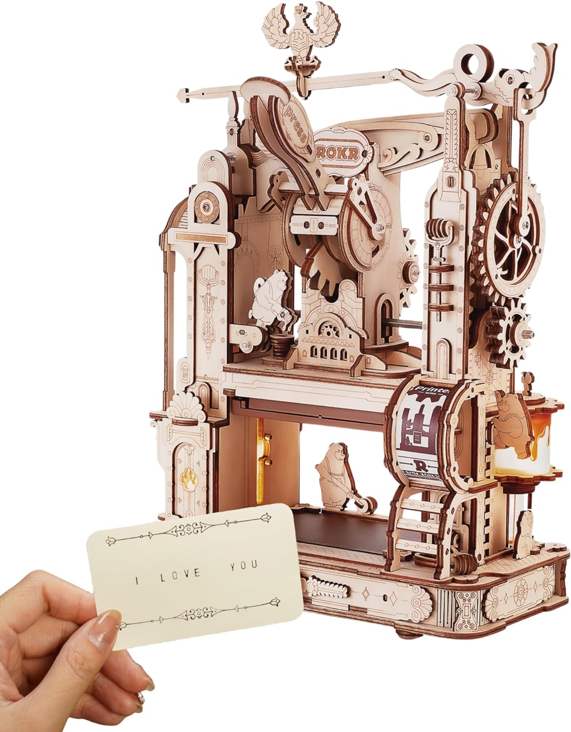 ROKR製の木製立体パズル「印刷機 プリンター」