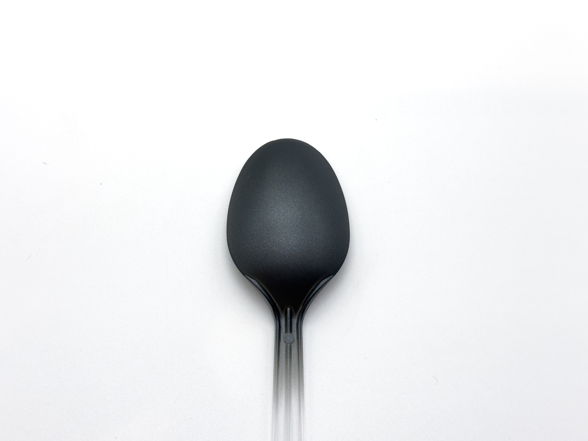 スプーンに塗装した「モデルカステン ステルス・グレー［１］」。ソリッドカラーとメタリックカラーの中間程度に金属光沢を持つダークグレーとなっています。