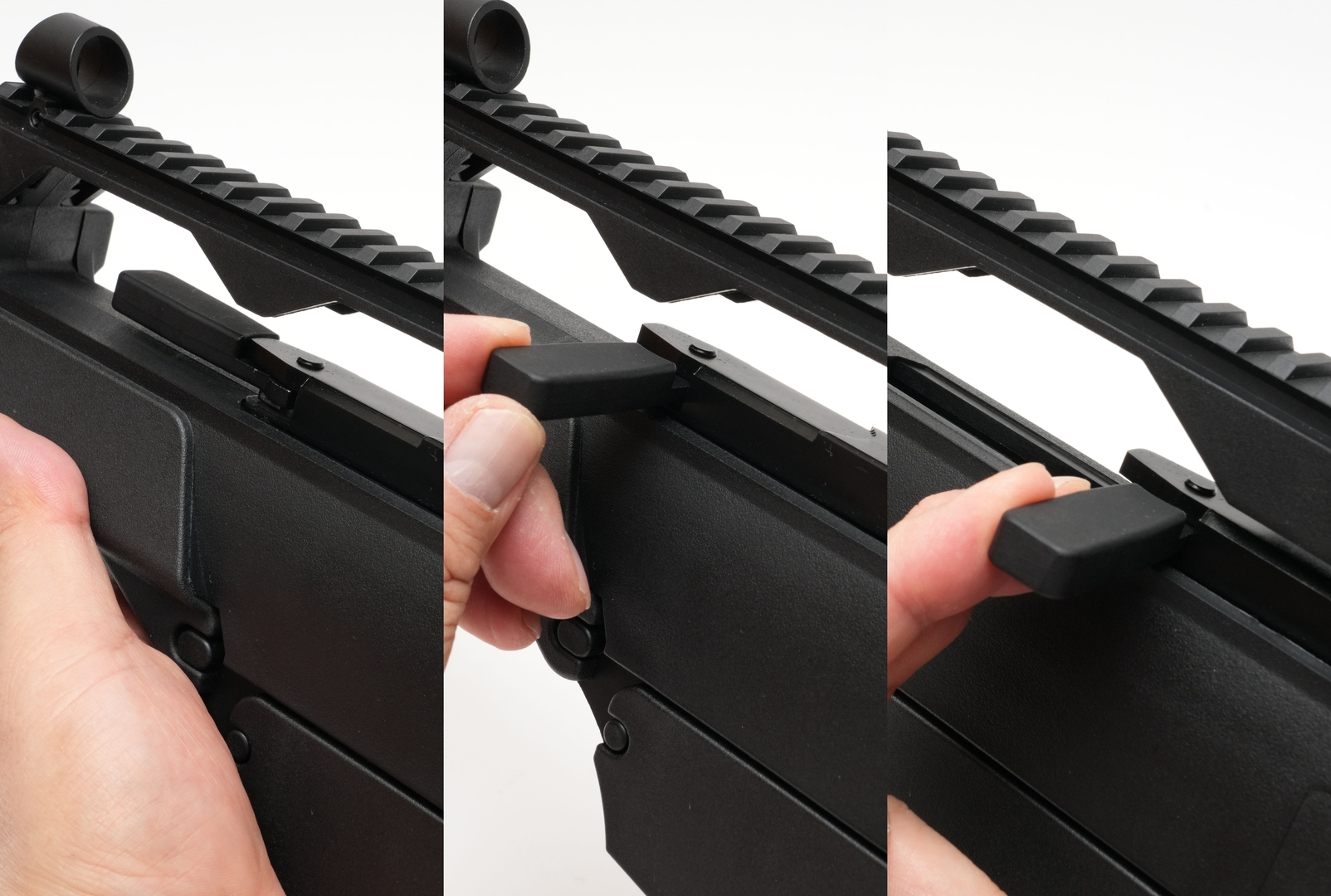 チャージングハンドルは手を離せば元通りに前を向く