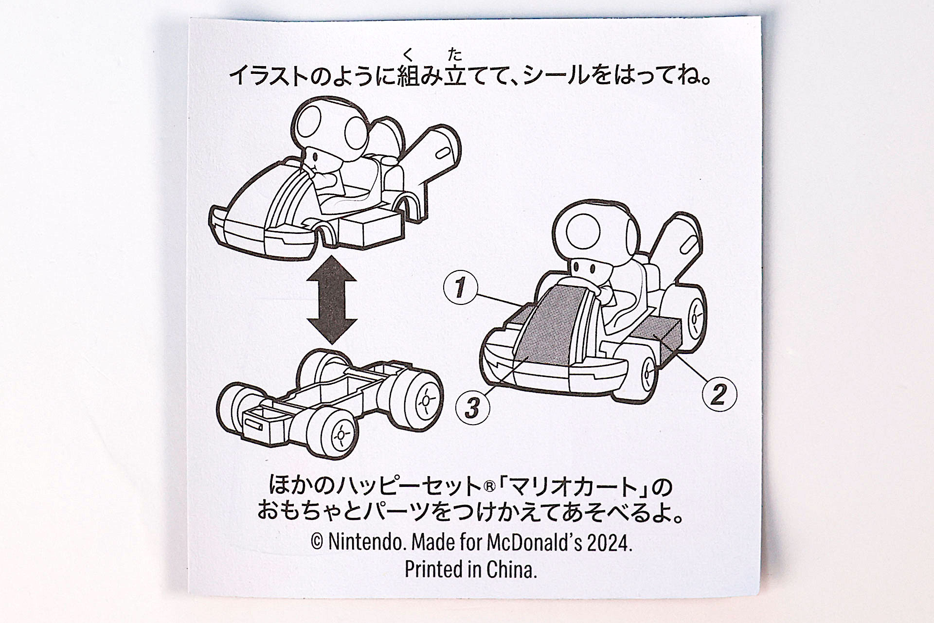 裏面にシールを貼る場所が記載されている