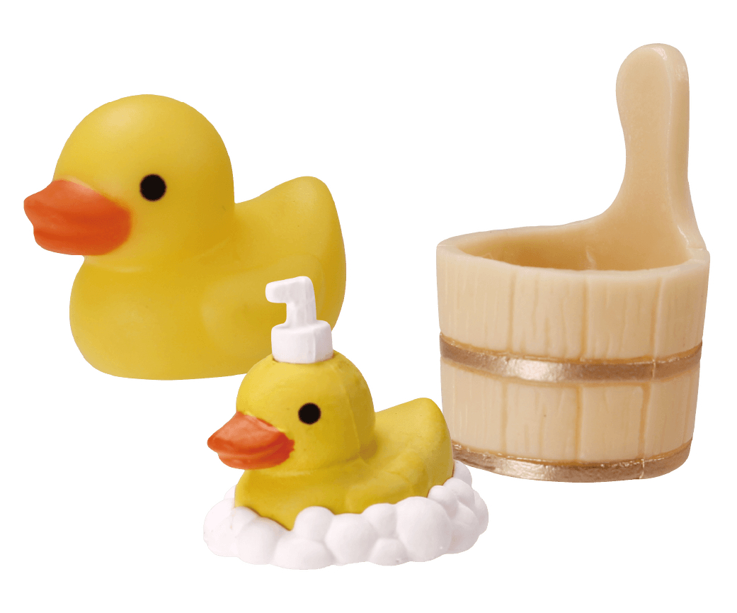 「あひる＆手桶とシャンプーボトル」