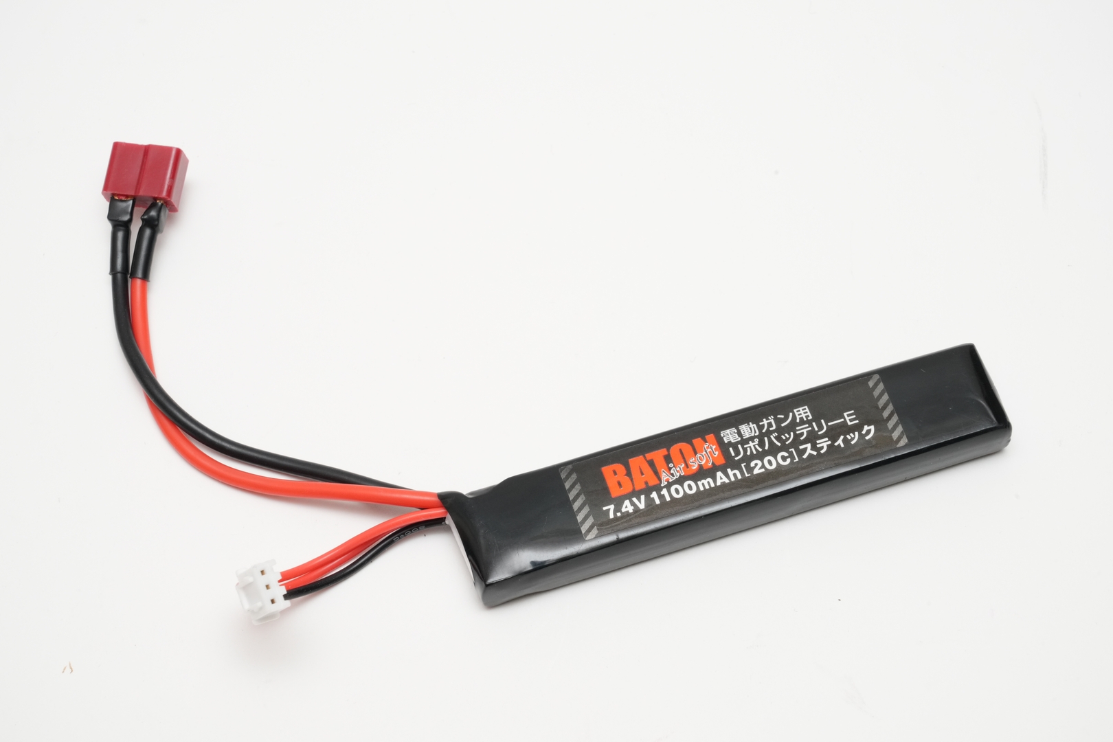 今回使用したバッテリーはBATON airsoft製「電動ガン用リポバッテリー 7.4v 1100mAh [40C - 20C] ショートスティック」