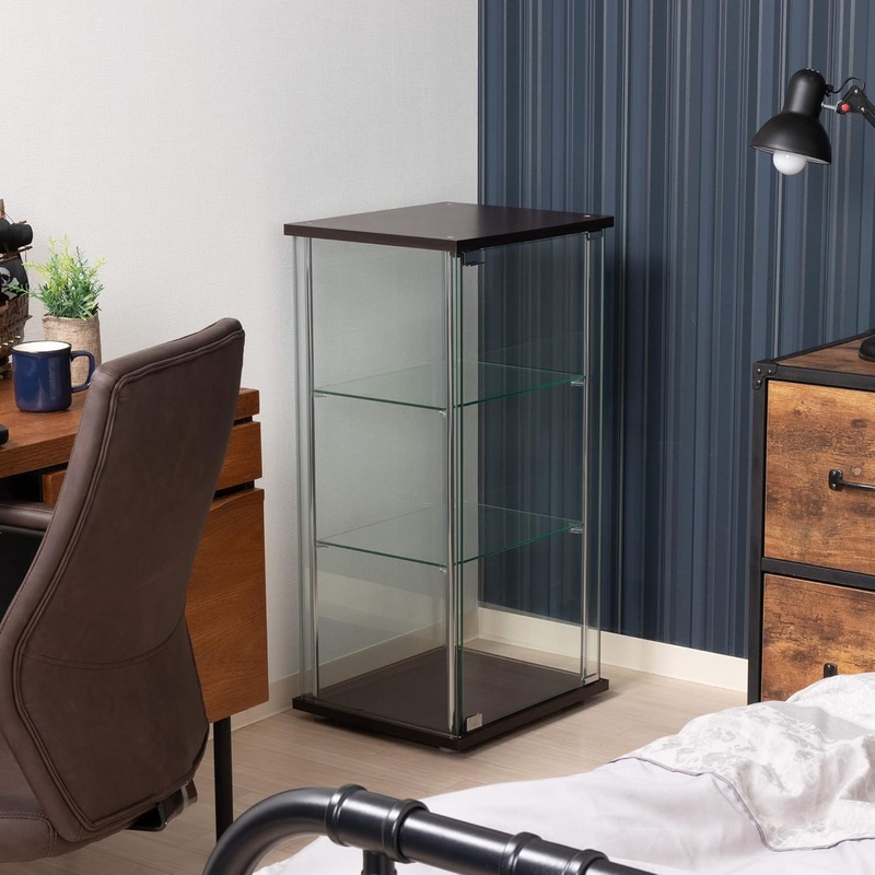 コレクションケース 3段 ブラウン 全面ガラス（96049） イメージ