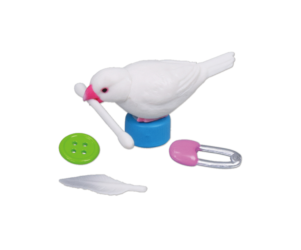 「おもちゃいっぱい！（白文鳥）」