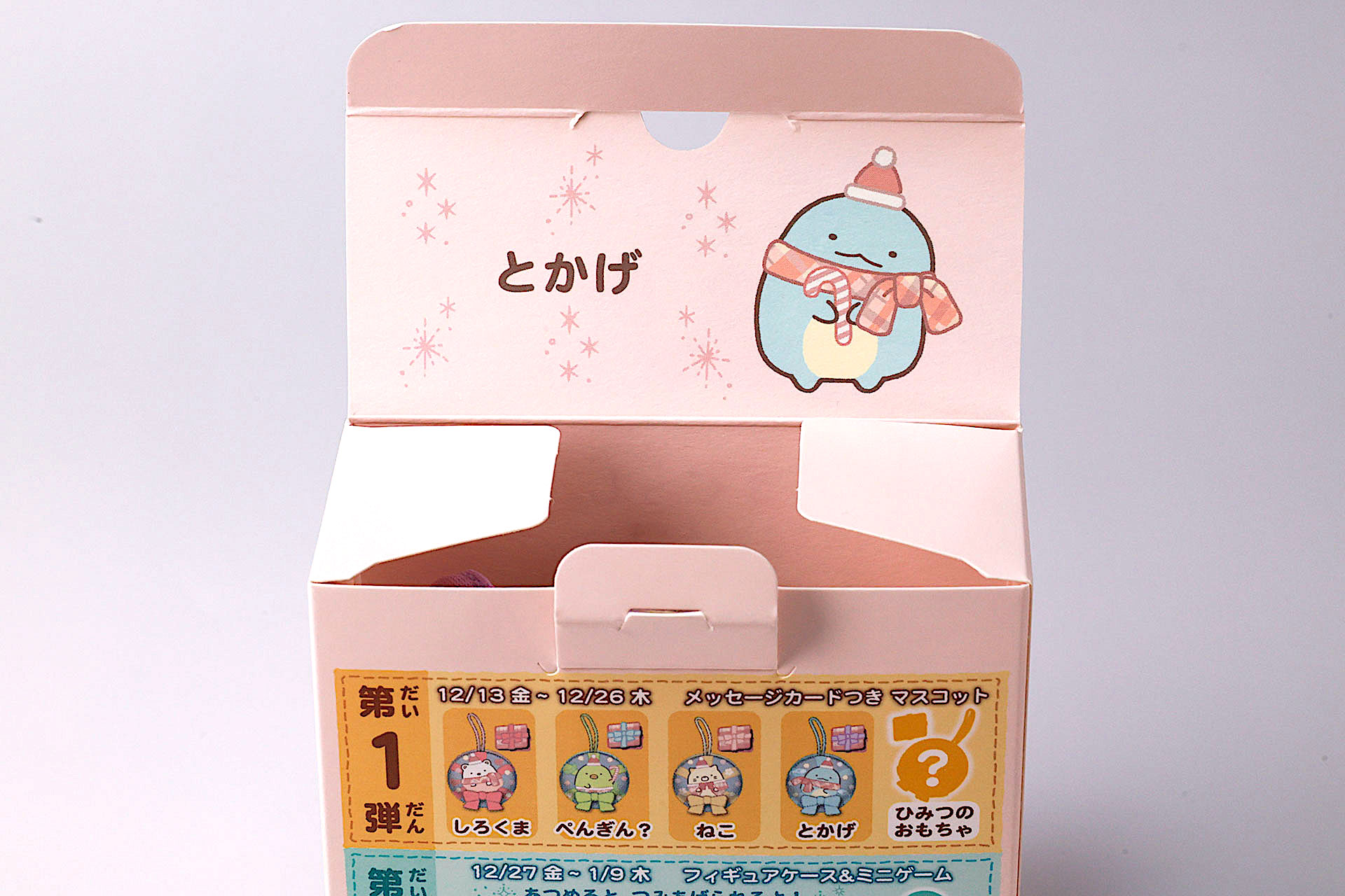 箱を開けたふたの部分には「とかげ」の名前とイラストが描かれている