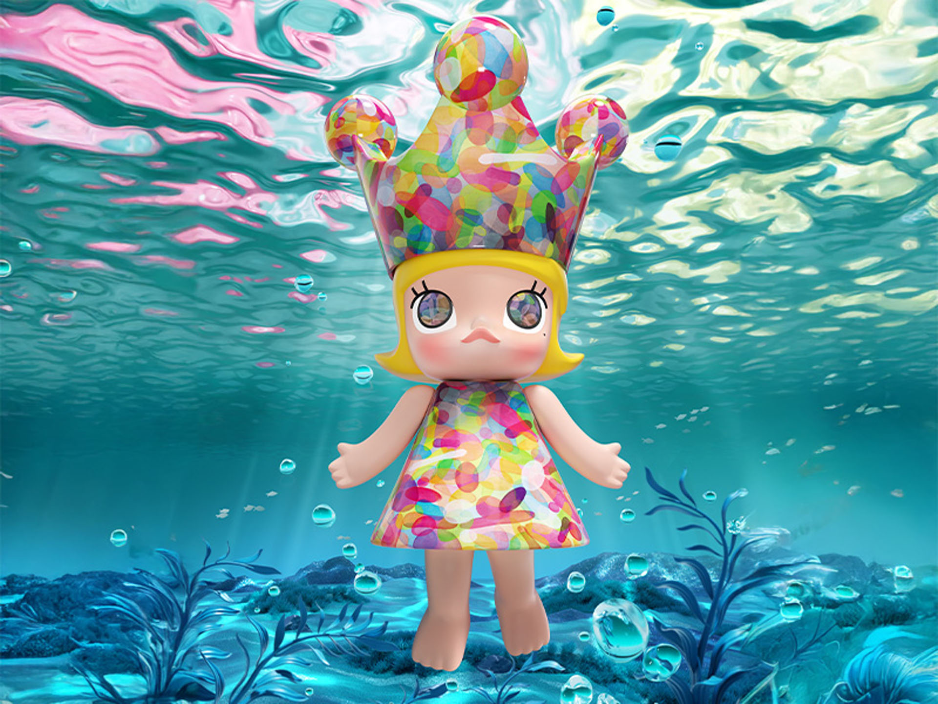 「MEGA ROYAL MOLLY 1000% Huang Yuxing-Bubbles」。全高約90cm、価格は124,300円だ