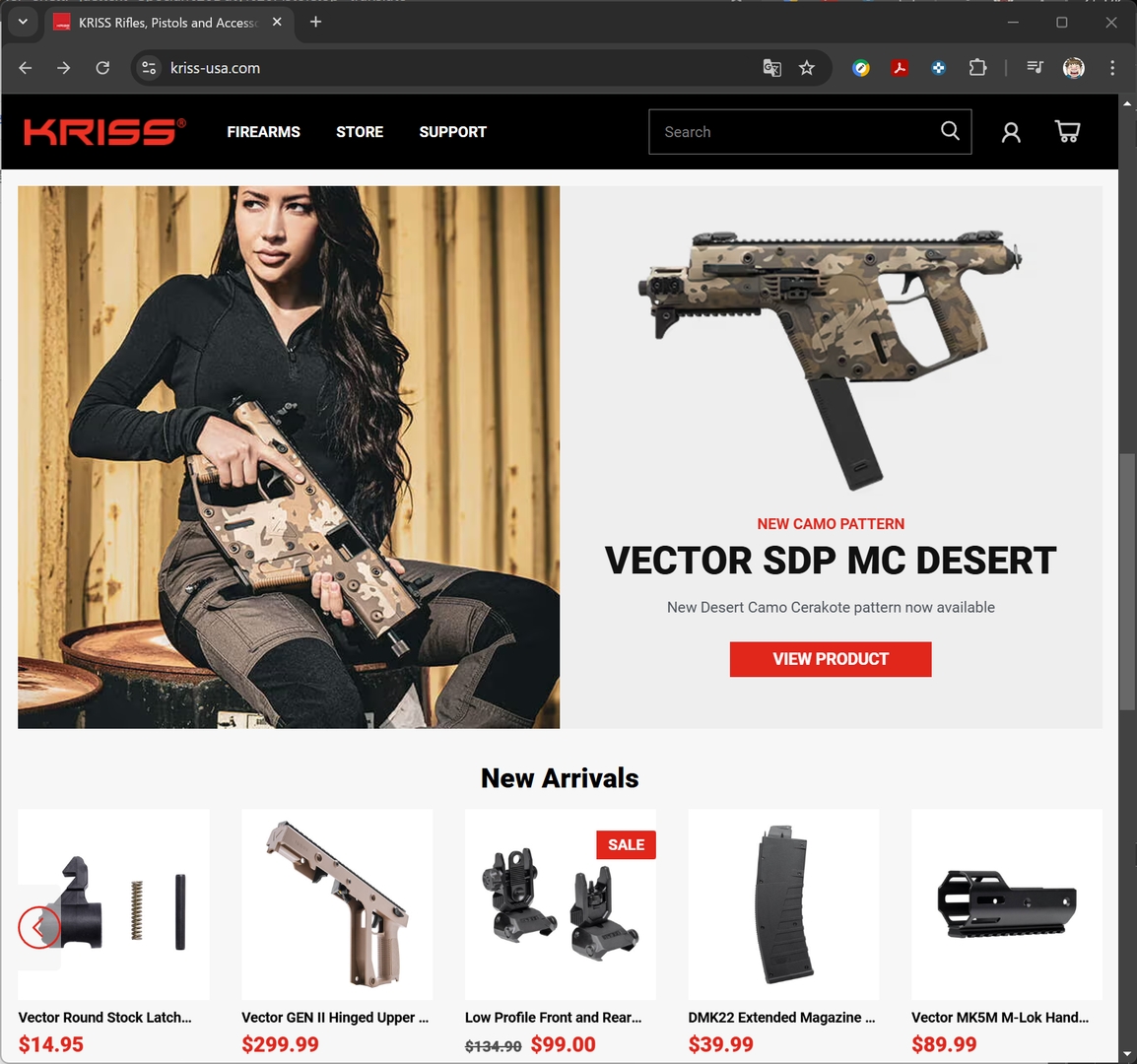 KRISS USAの公式サイト。「VECTOR Gen 2 SDP」はインドア、CQBで取り回しがよさそうだ