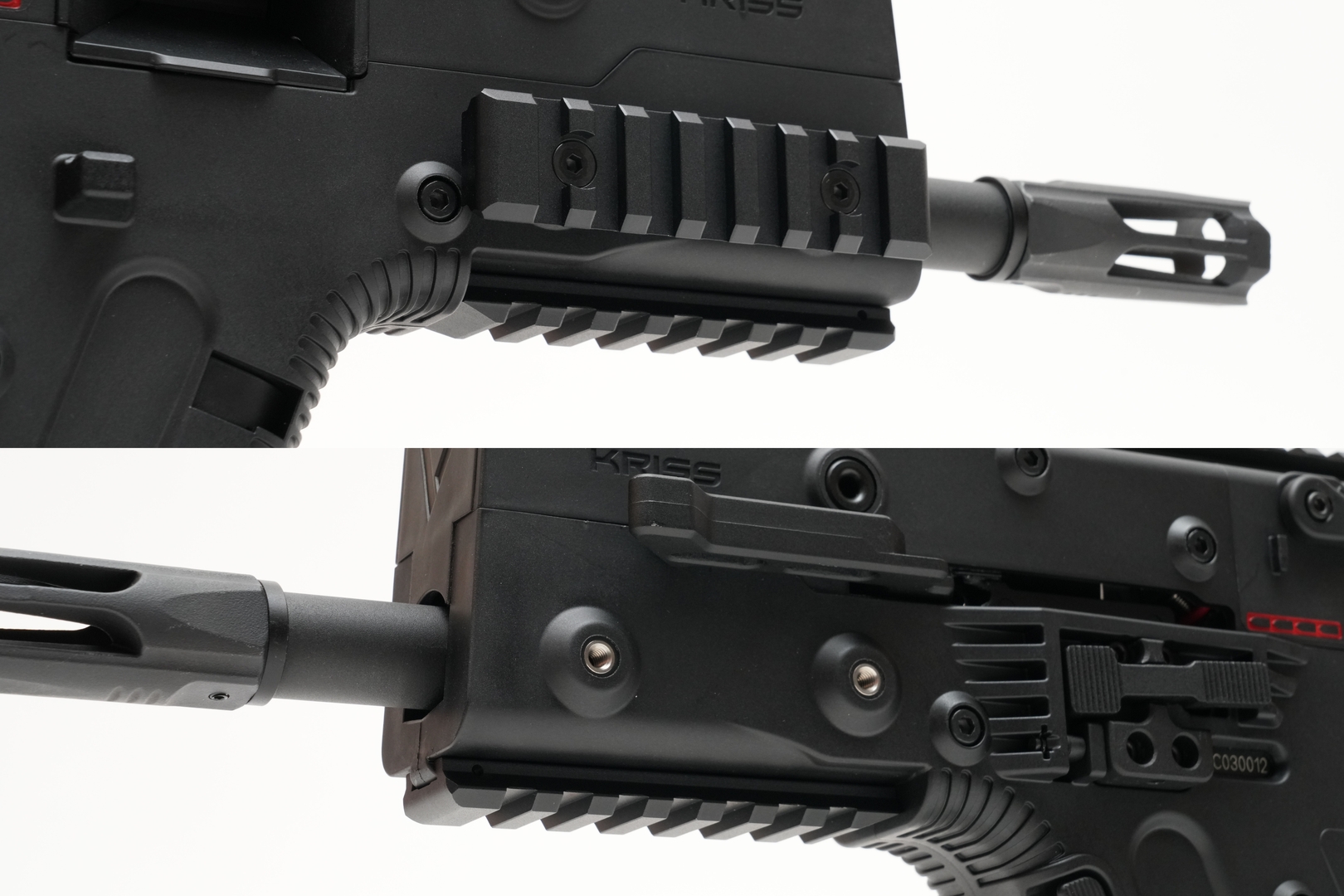 ハンドガード下に7スロットレールを用意。また取り外し可能な7スロットレールがひとつ同梱されている