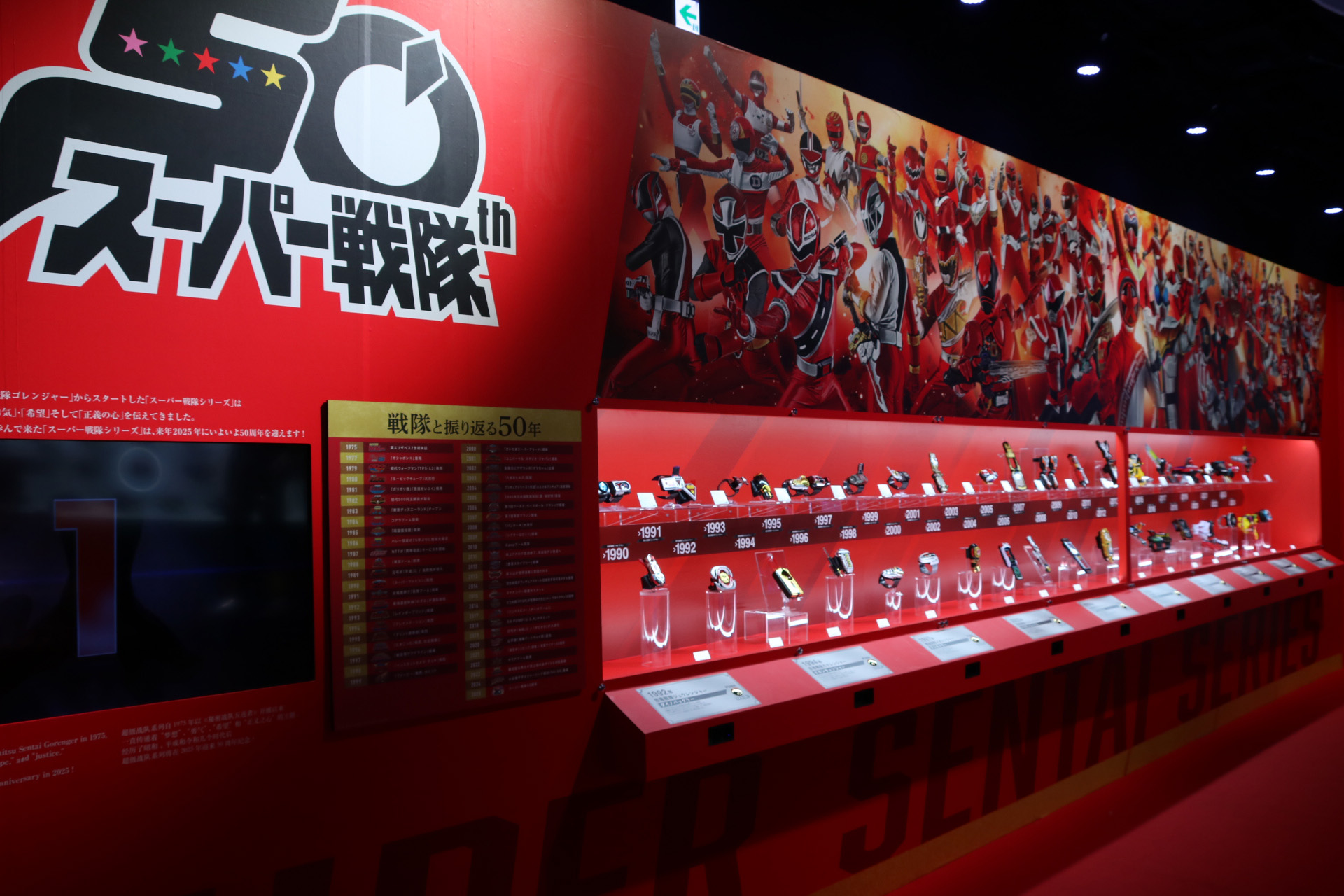 歴代「スーパー戦隊」シリーズのなりきり玩具が展示