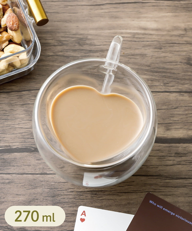 ダブルウォールハート形グラス：270ml 価格：550円