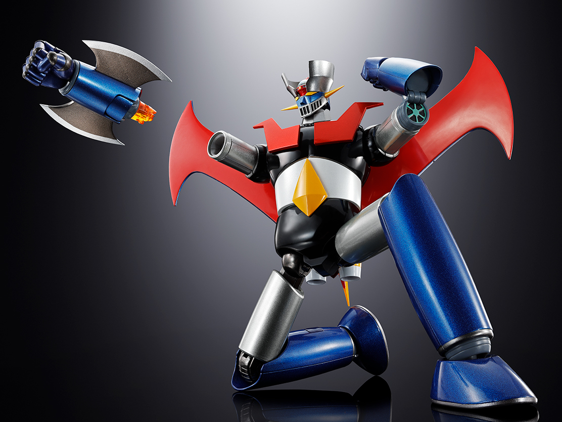 「超合金魂 GX-111 グレートマジンガー 革進 -KAKUMEI SHINKA-」（別売り）と並び立つGX-117 マジンガーZ（強化型）革進