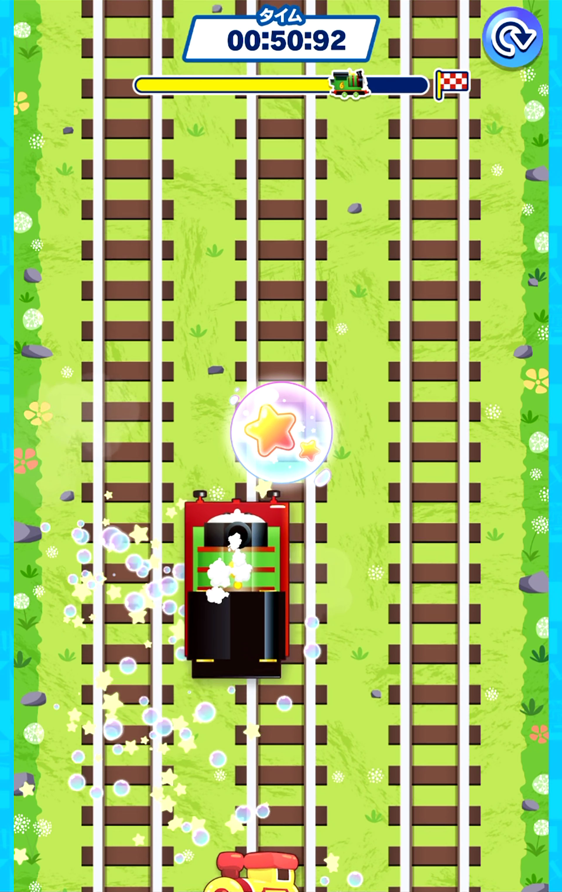 第2弾に登場するミニゲームの「ドキドキタイムアタック」。左右に車両を動かして、障害物を避けながらゴールを目指そう！