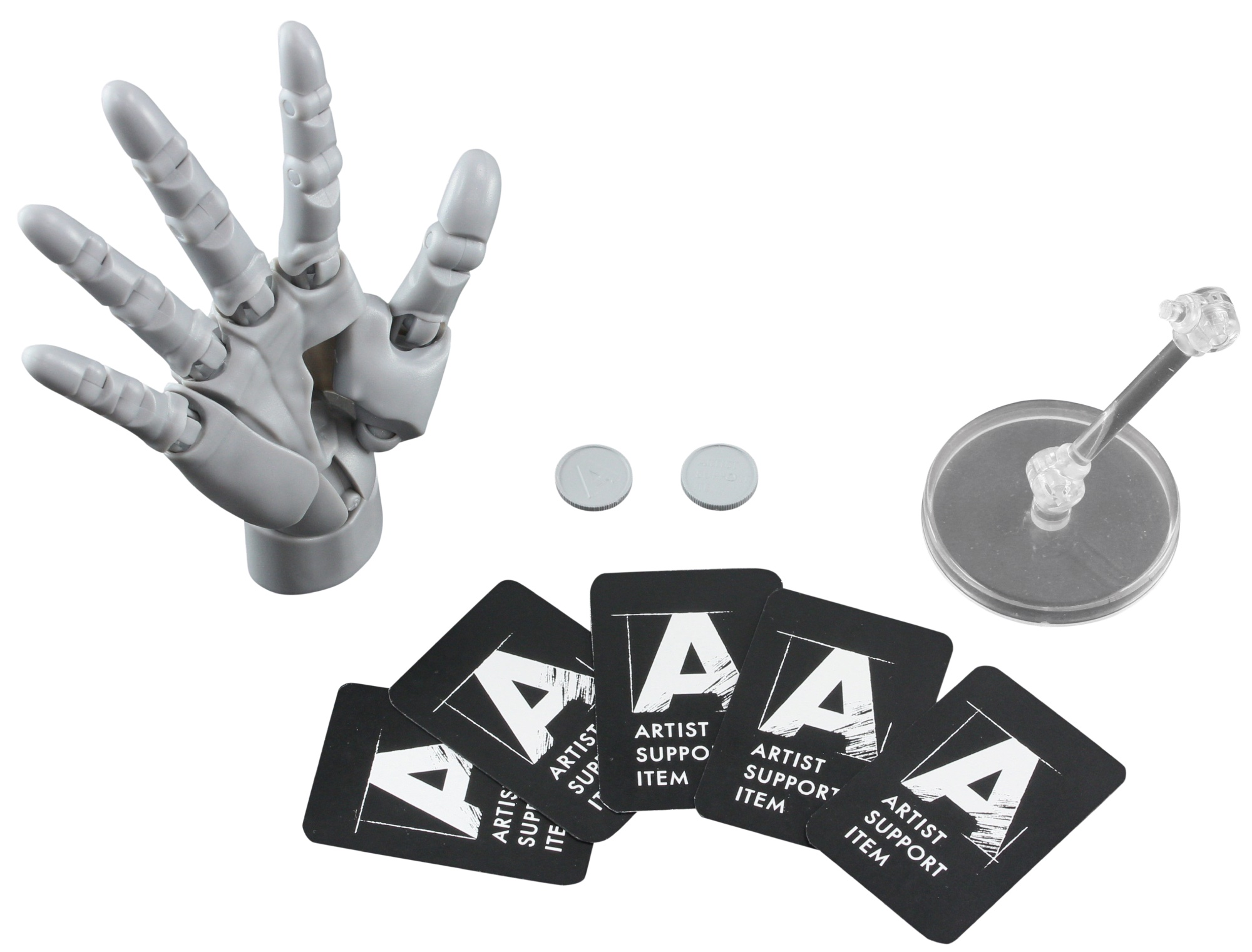 【GRAYセット】ハンドモデル・PETカード×5・コイン×2・専用台座(ボックストイ)