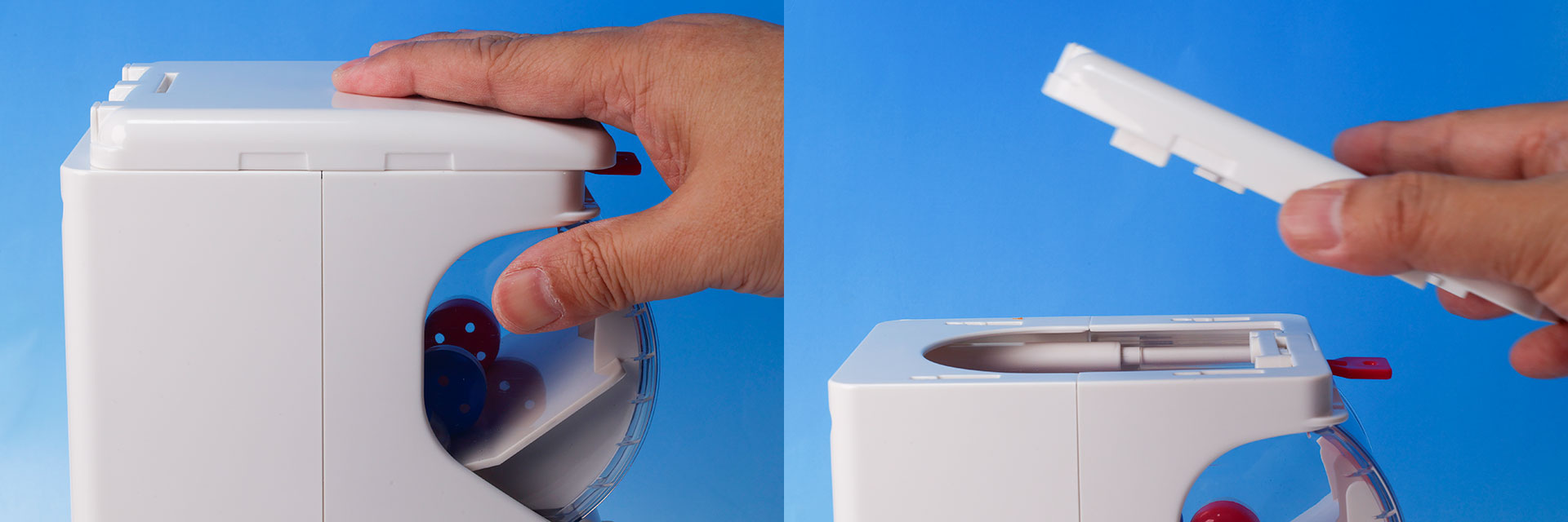 鍵を開けたら天板部分を手前にスライドすることで開けることができる