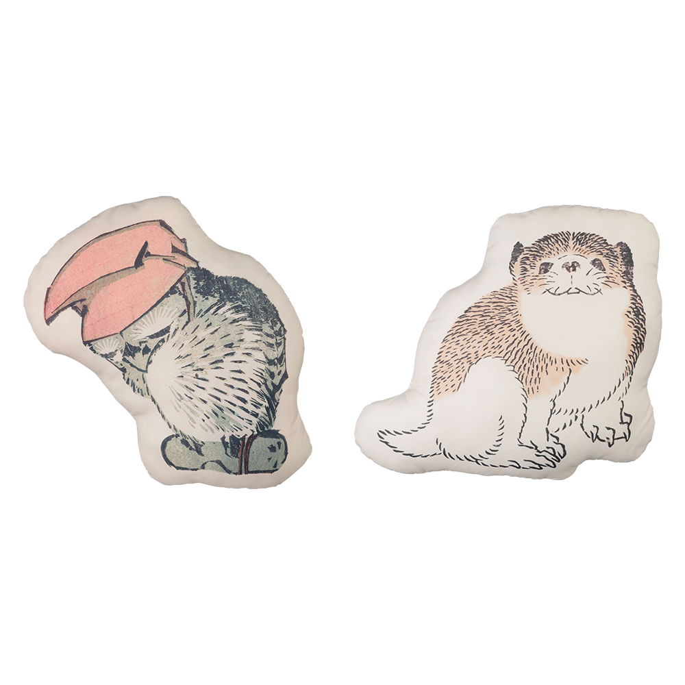 D賞 北斎漫画 動物 ミニクッション