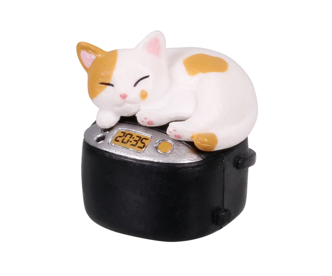 「白茶ぶち猫と炊飯器」