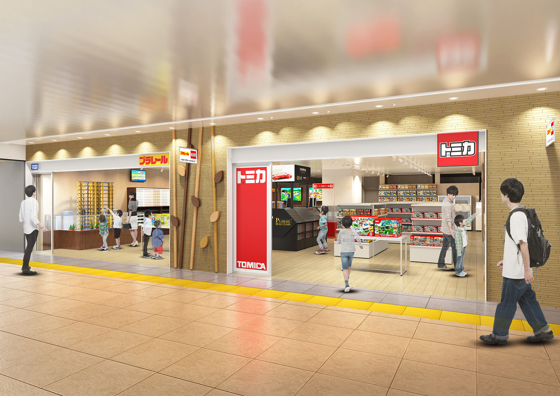 新たにリニューアルされ、トミカショップとプラレールショップが統合した「トミカ・プラレールショップ東京店」