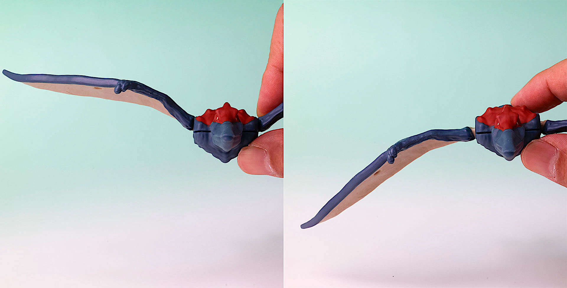 羽は連動して上下に動かすことができる