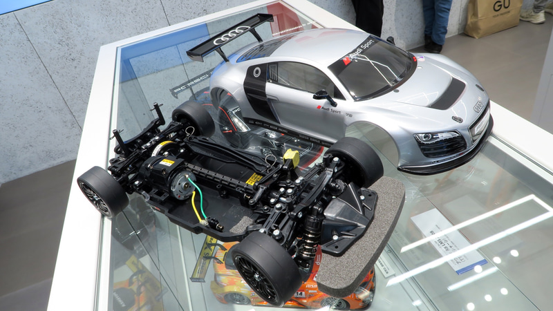 「1/10RC アウディ R8 LMS 2008 (TT-02シャーシ)」は今後登場予定の製品。現時点ではタミヤの製品紹介ページもまだ存在しておらず、発売日、価格は未定