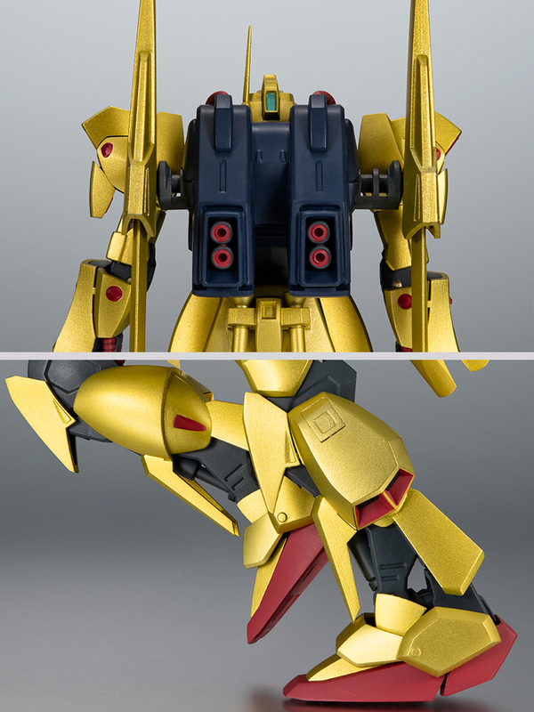 バインダー基部の引き出しにより装備用ラックが露出。足首の可動に合わせて脛内部のシリンダーも連動して可動