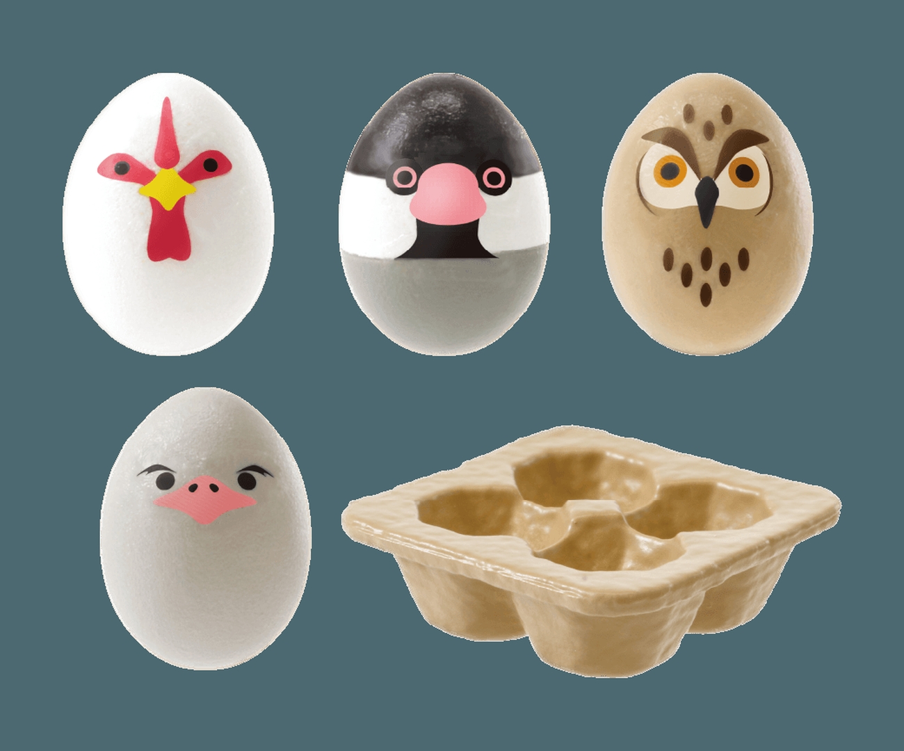 「紙パックと鳥4羽」