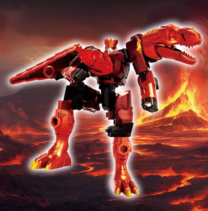 ティラノサウルス型トランスフォーマー「キャプテンヴォルカ」：「炎」のエナジーを持つ。好戦的で、負けず嫌い