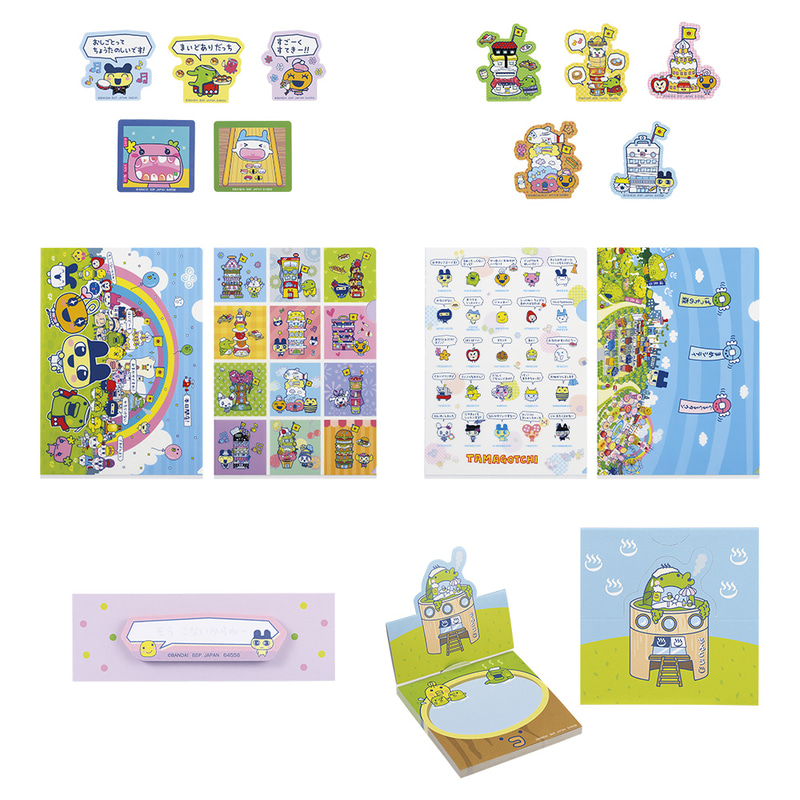 ステッカー：約5.5cm（5枚セット）、クリアファイル：A4（2枚セット）、付箋：約7.5cm、メモ：約9.5cm