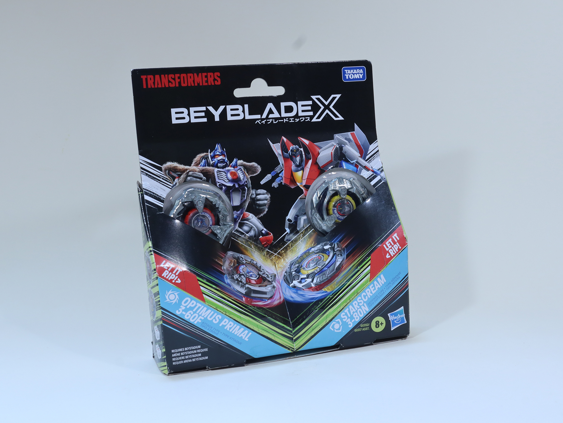 直輸入した「BX-00 ダブルスターター トランスフォーマー オプティマスプライマル3-60F/スタースクリーム3-80N」の海外パッケージ。国内でも発売されるので手軽に入手可能になる