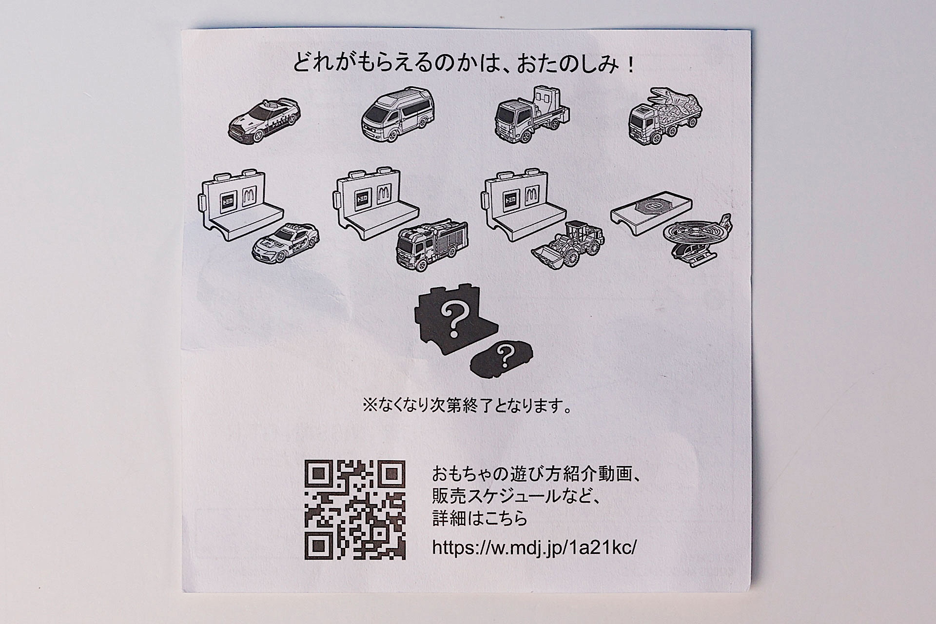 説明書の裏面は、全部のおもちゃに共通したものだ