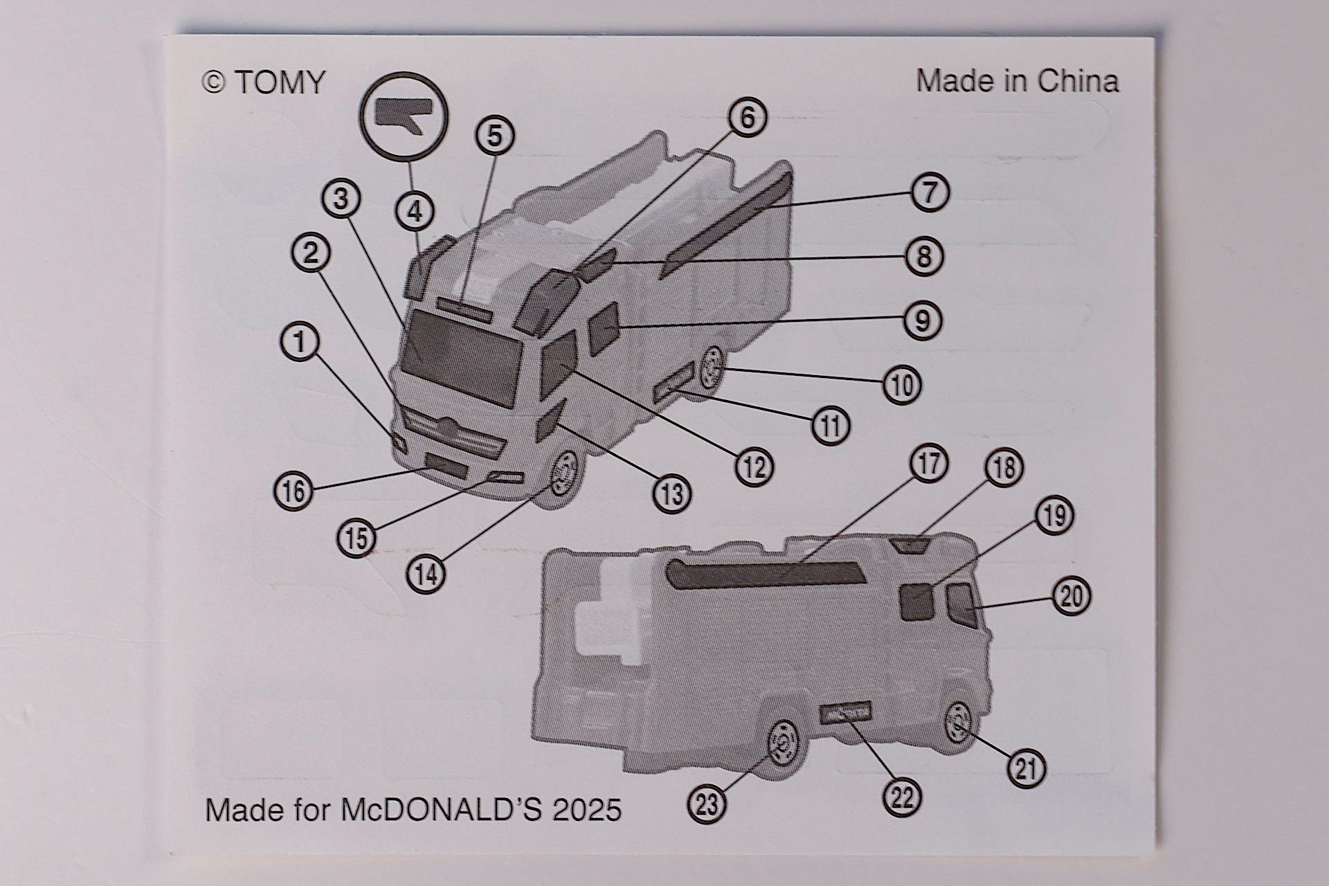 シールを貼る場所は裏面に番号で記載されている