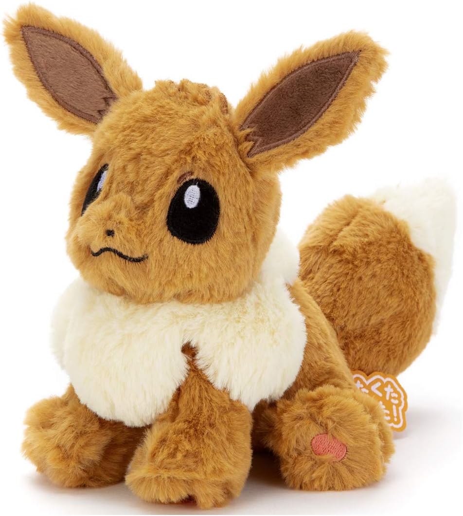 くったりしているのに自立ができる「イーブイ」のぬいぐるみ。お座りやうつ伏せなど、いろいろなポーズが楽しめる。ベレットの重みで、程よい抱き心地を実現