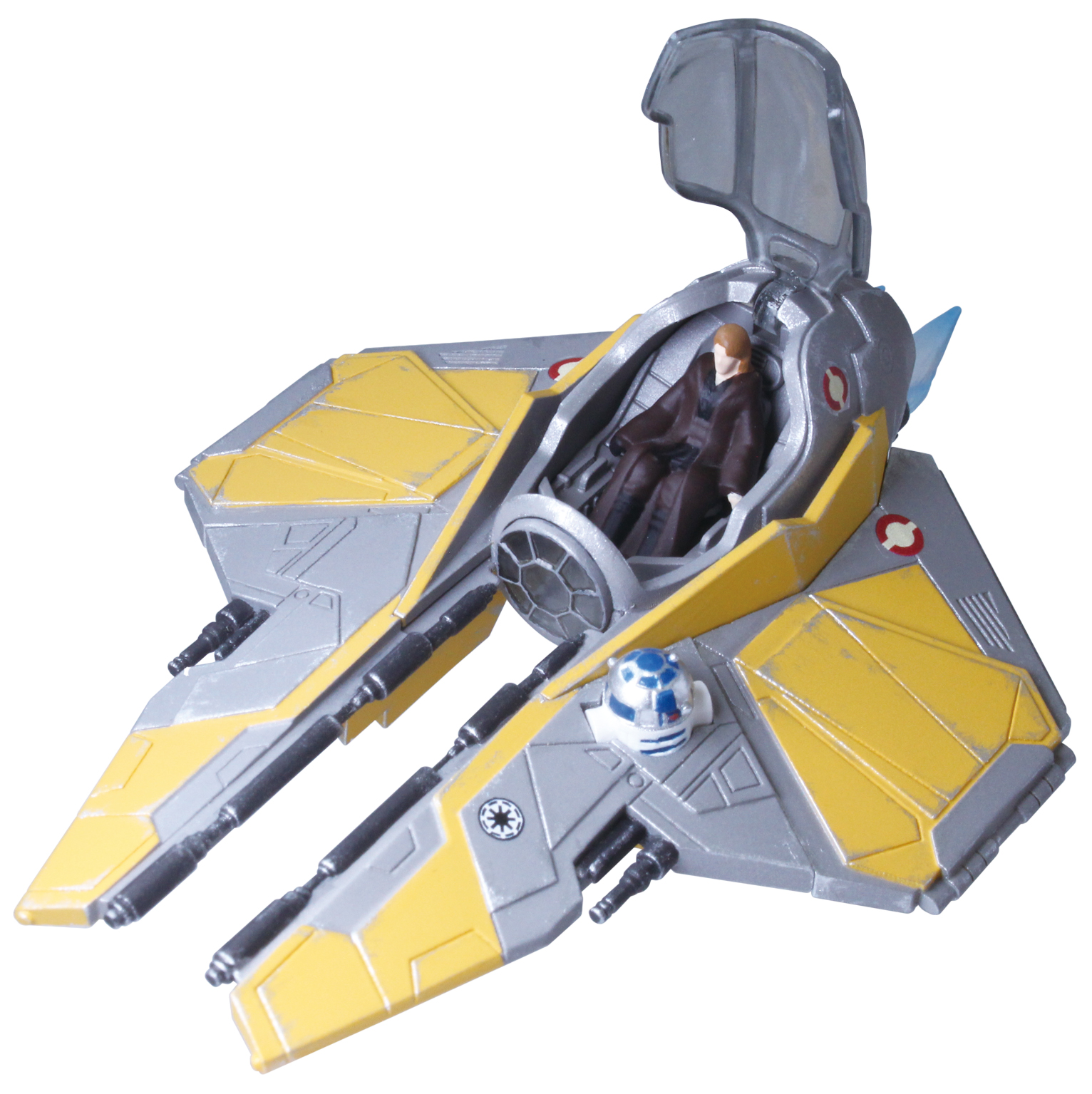 コックピットは開閉。ブースターのエフェクトや窓には透明パーツを使用している