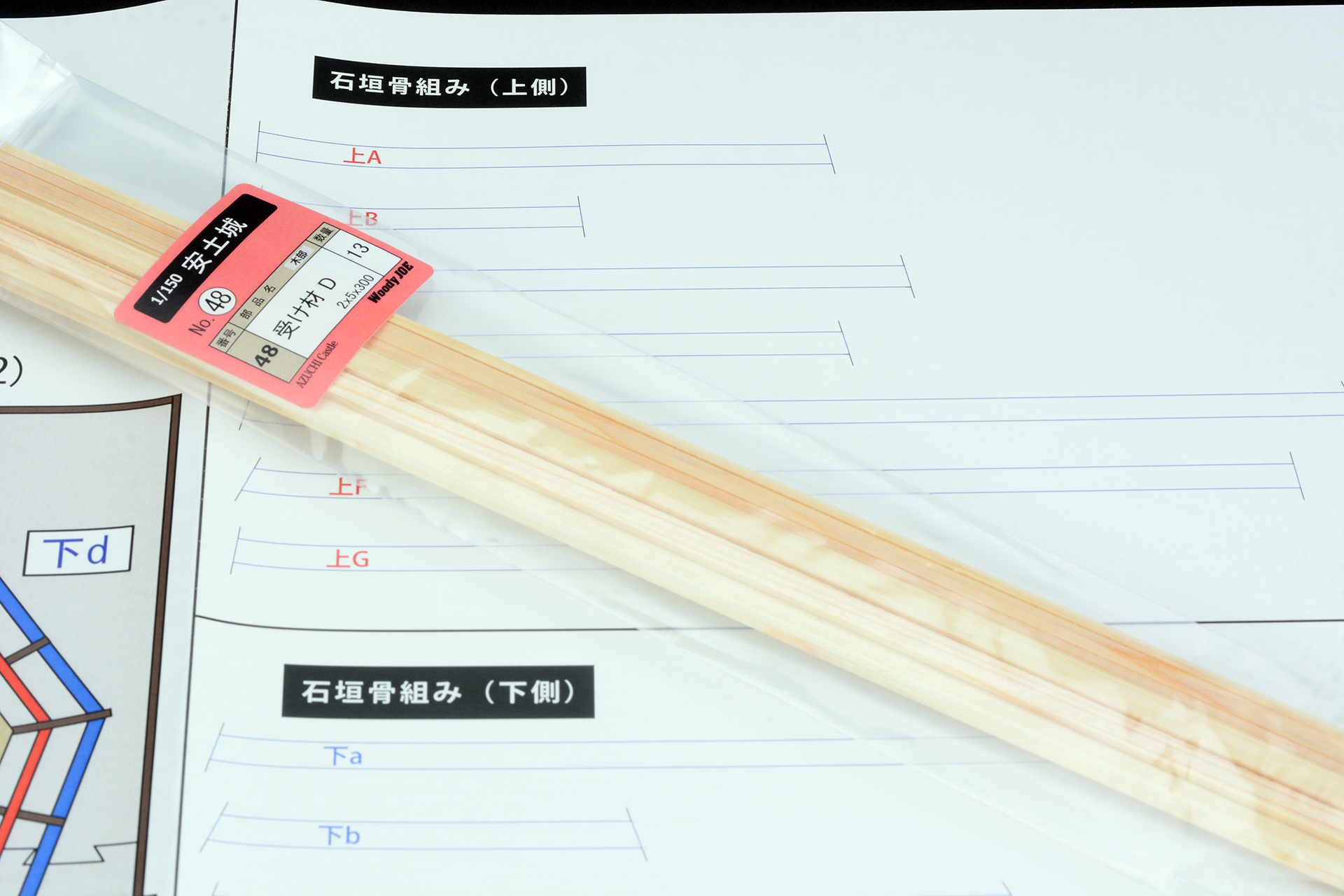 骨組みを型紙に合わせてカット、「石垣台紙」を取り付ける準備をする