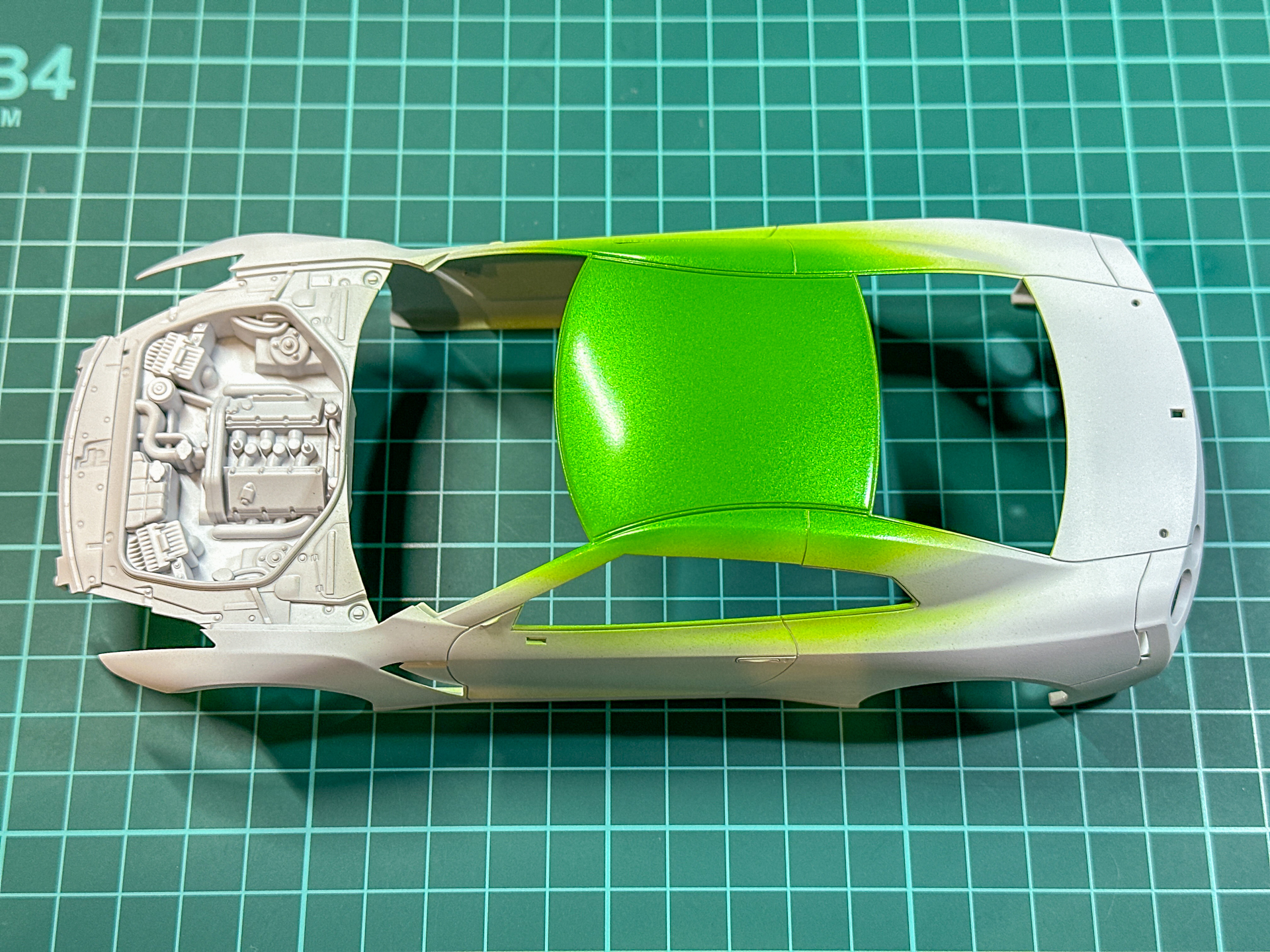 パールイエローグリーンは天面に塗装しました。