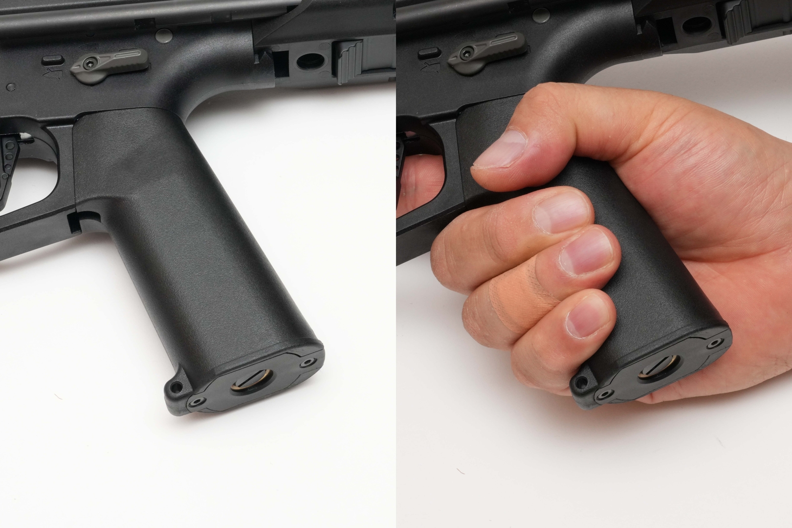 グリップの太さは中央部分で実測14cm前後