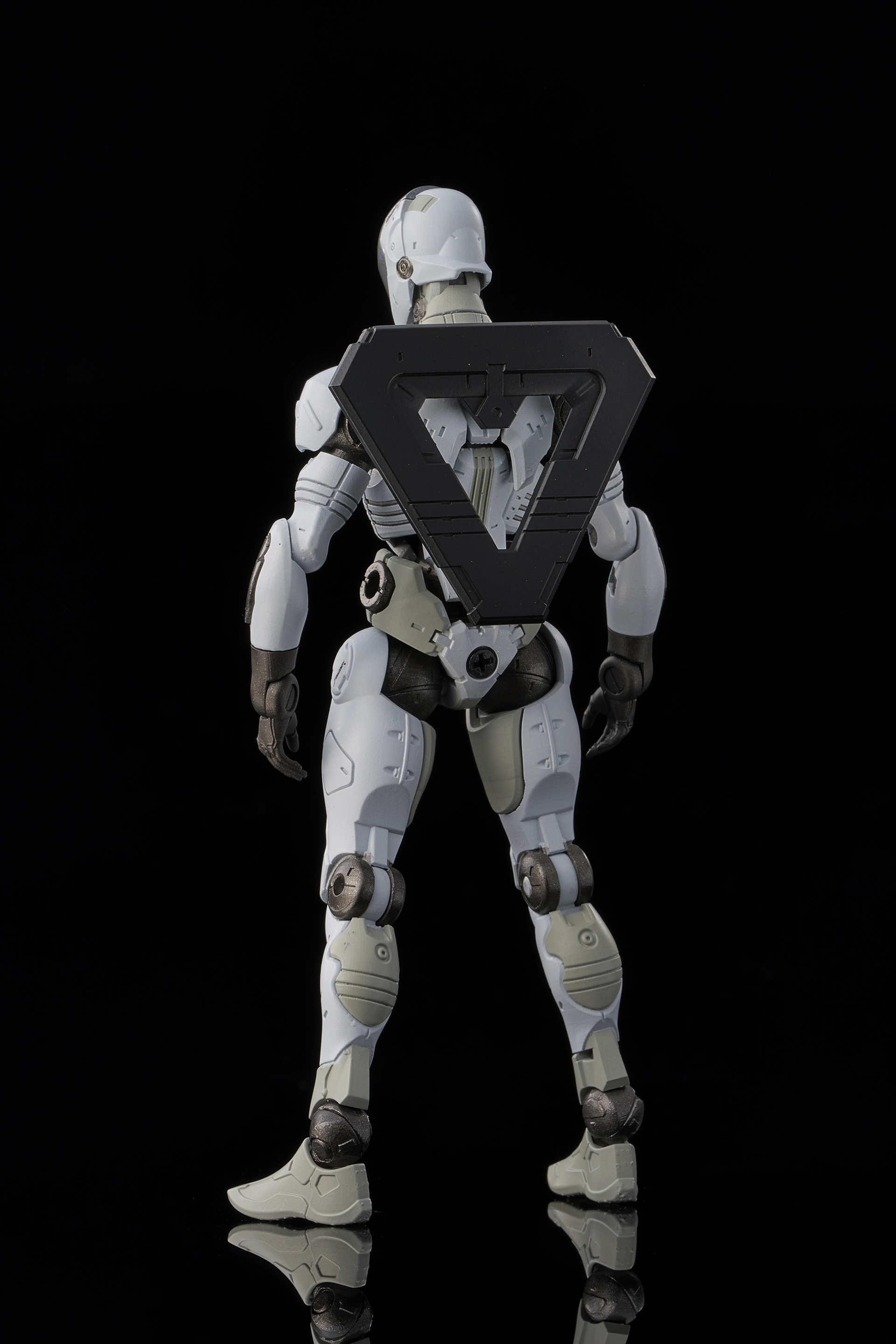 背面には三角のプレートが装着されている